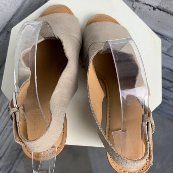 Franco Sarto Wedge Neutral Suede Cork Open Toe Slingback Espadrille Sandal - Picture 7 of 11